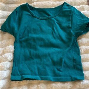 Green Crop Fitted Short Sleeve T-Shirt